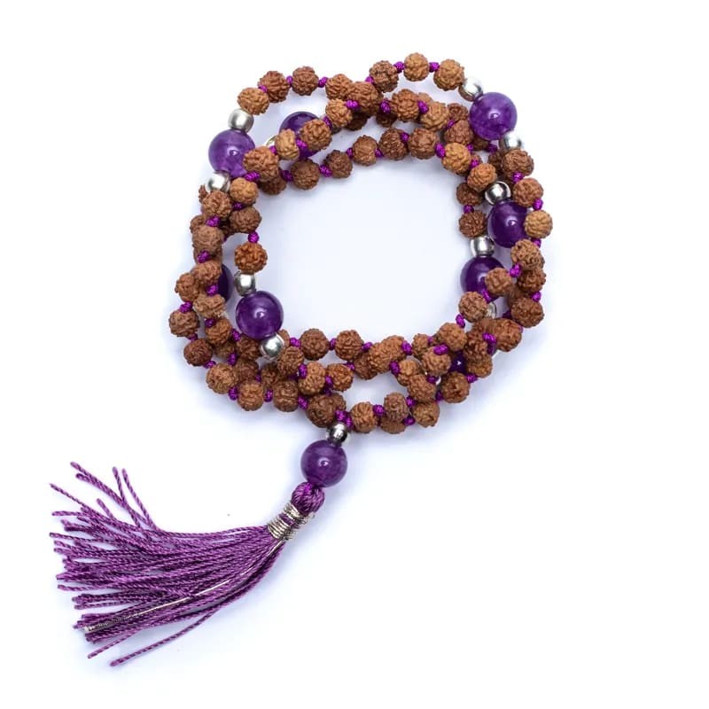 Mala kæde med Ametyst og Rudraksha 1