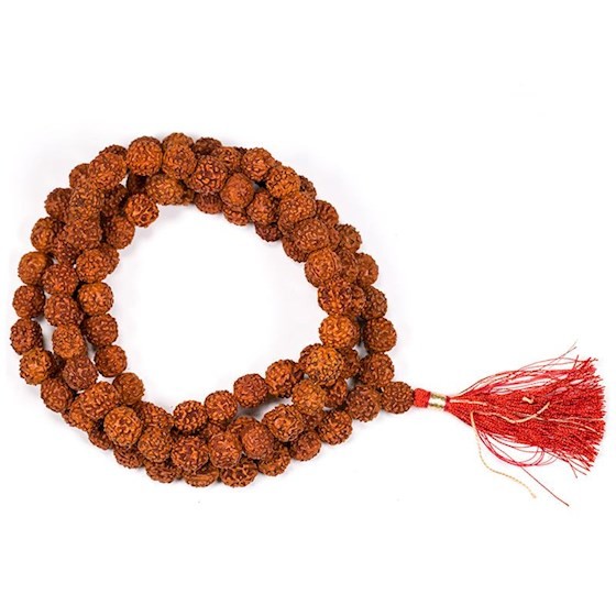 Mala Rudraksha med rød kvast