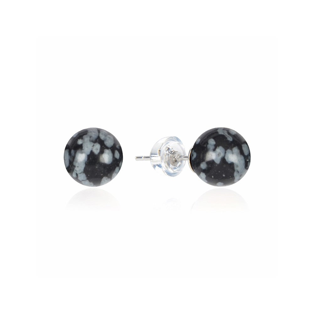 Snefnug Obsidian ørering 8mm 1