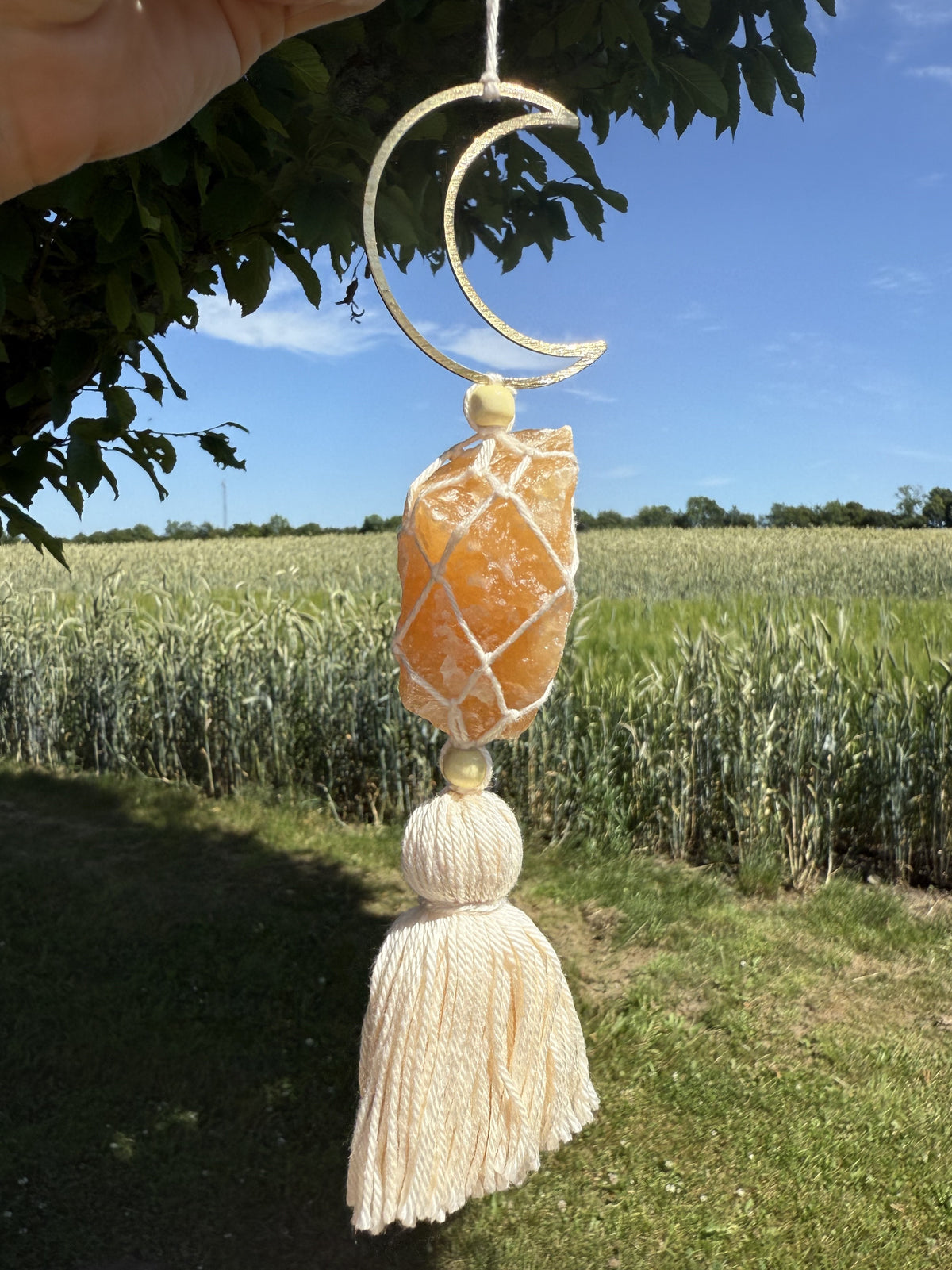 Måne krystal ophæng - Orange calcit 2