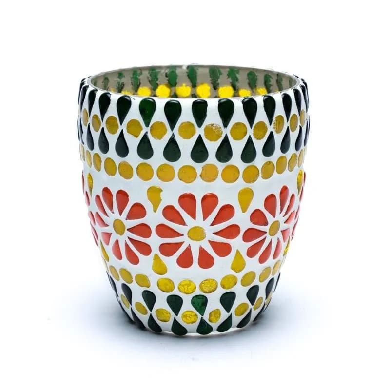 Mosaik lysestage m. blomster 1