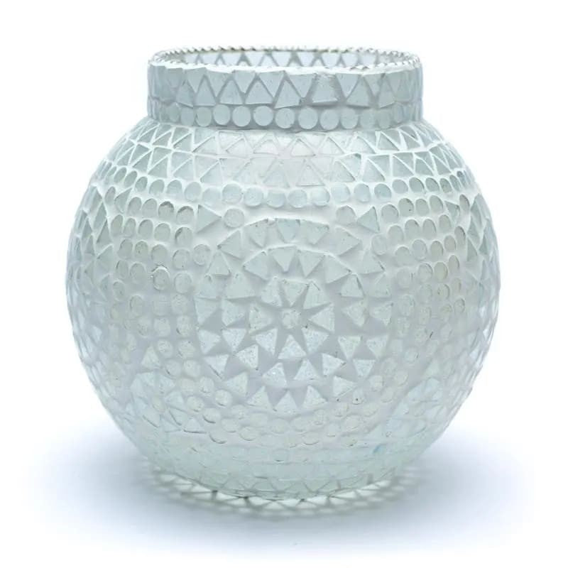 Mosaik lysestage - vase hvid 1
