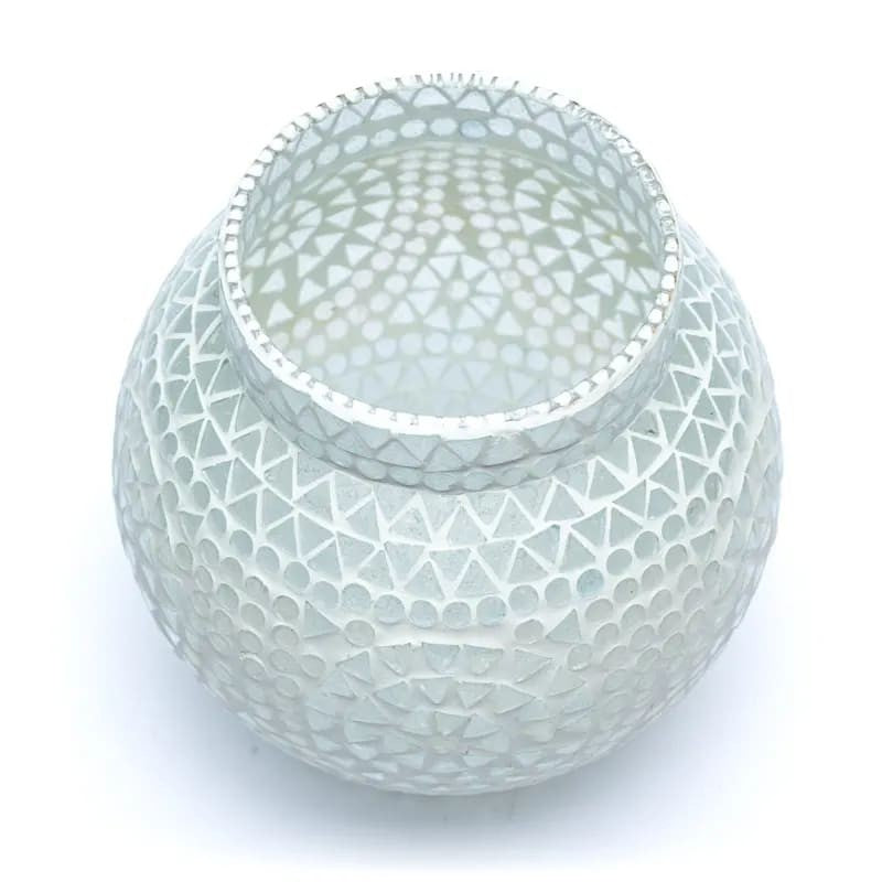 Mosaik lysestage - vase hvid 3