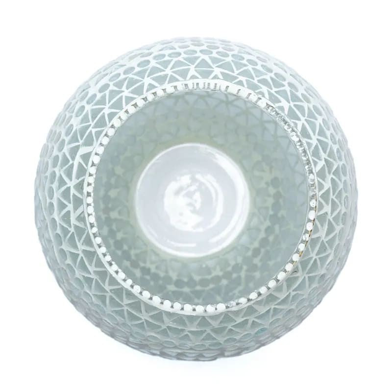 Mosaik lysestage - vase hvid 4