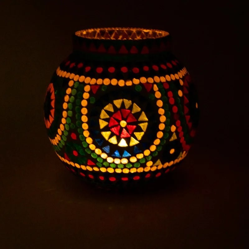 Mosaik lysestage - vase multicolour 2