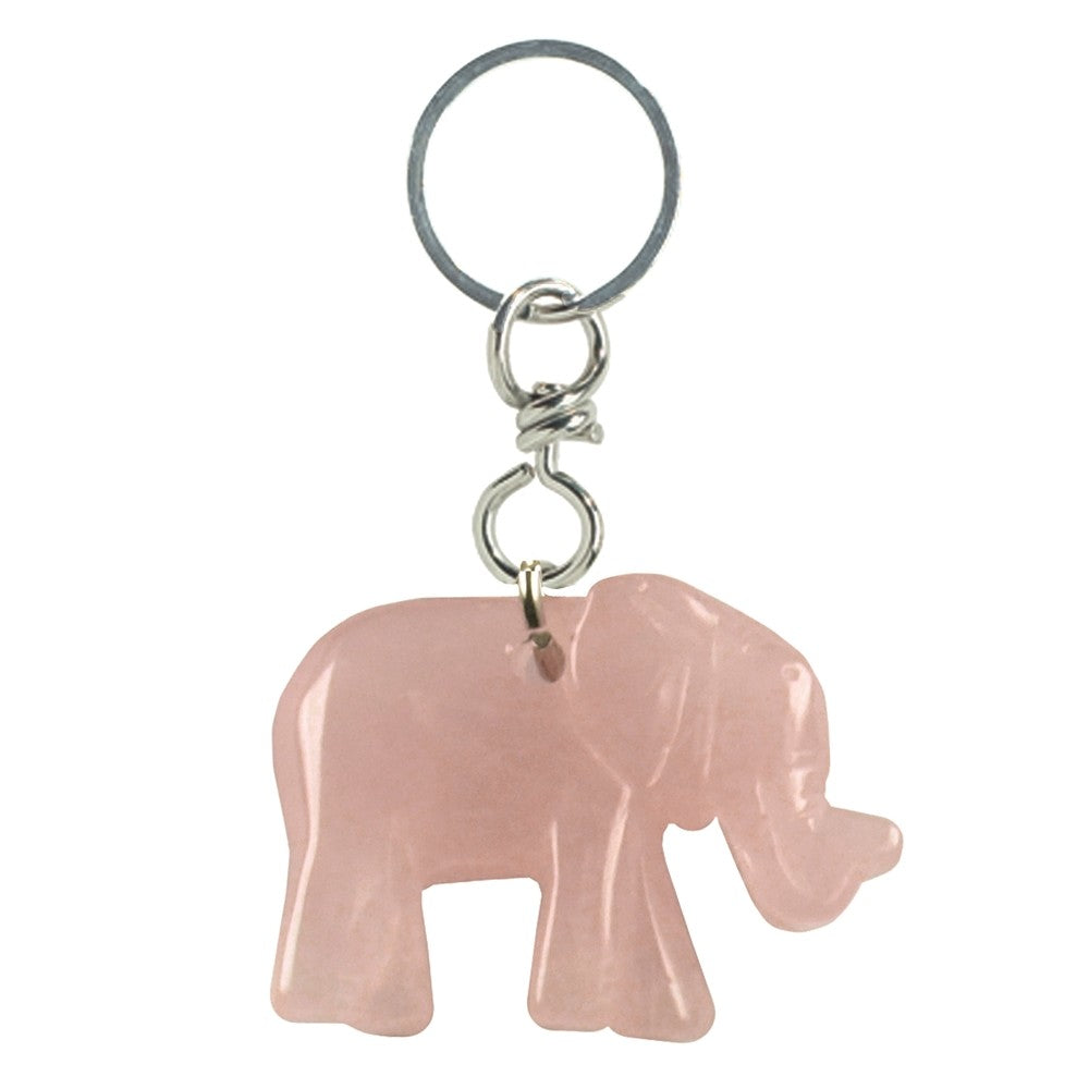 Nøglering med rosakvarts elefant 1