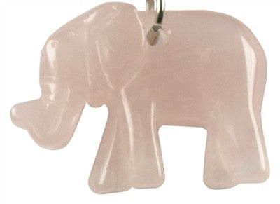 Nøglering med rosakvarts elefant 2