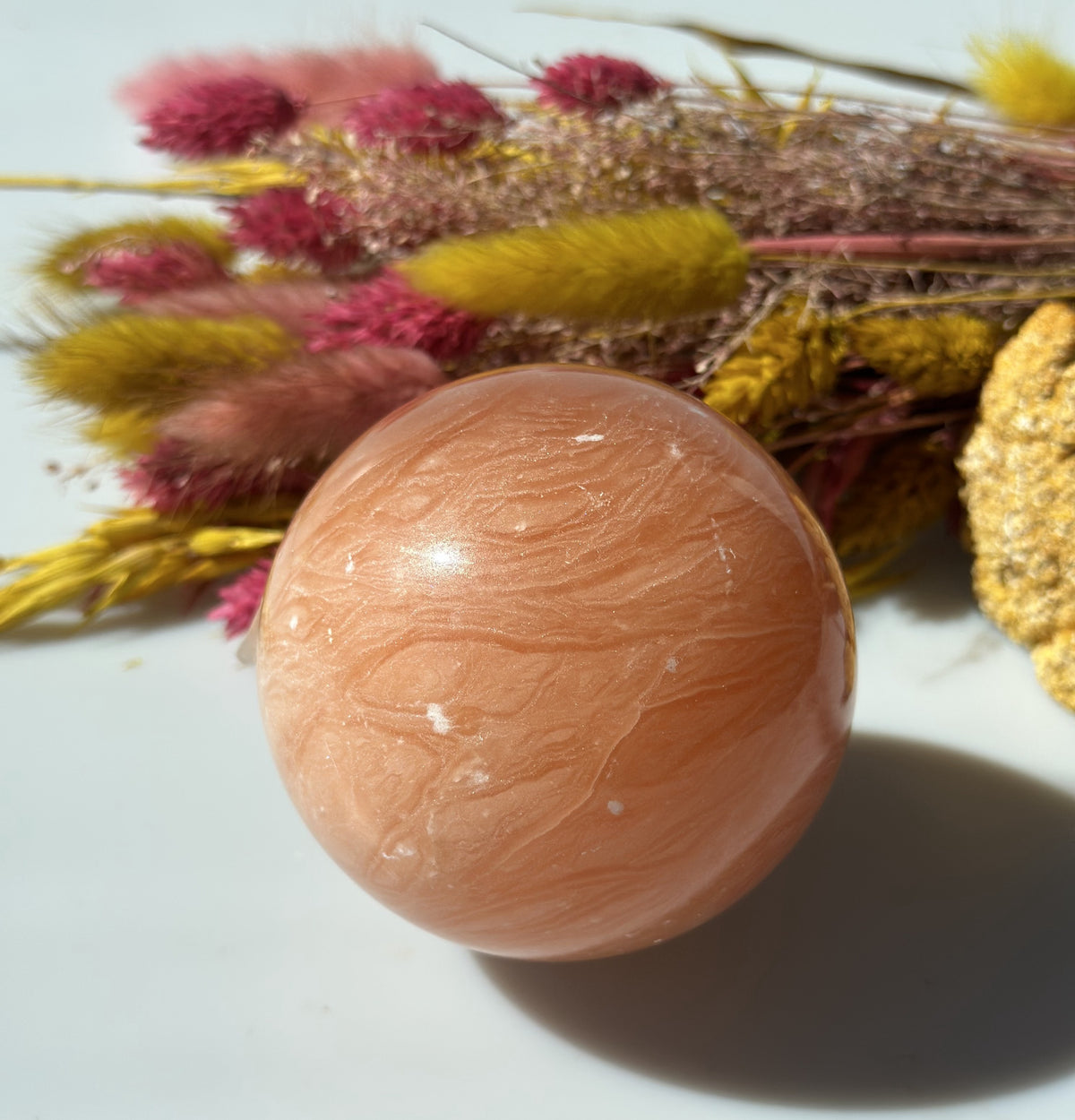 Orange calcit kugle 7,5 cm 1