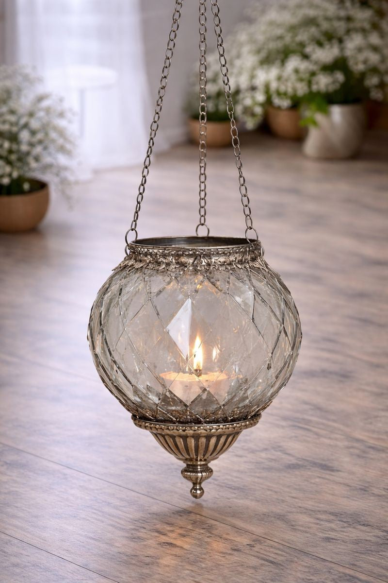Orientalsk lampe med gråt glas 1