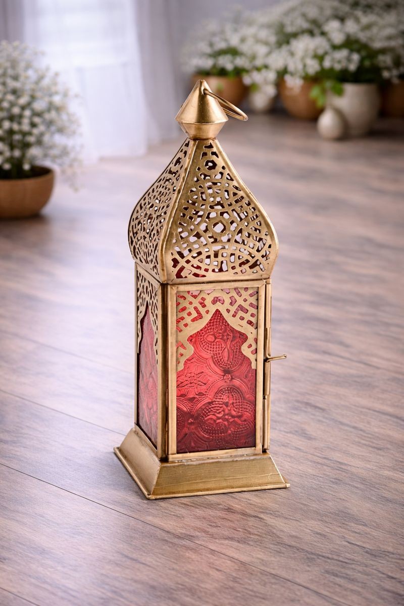Orientalsk lampe med rødt glas 1