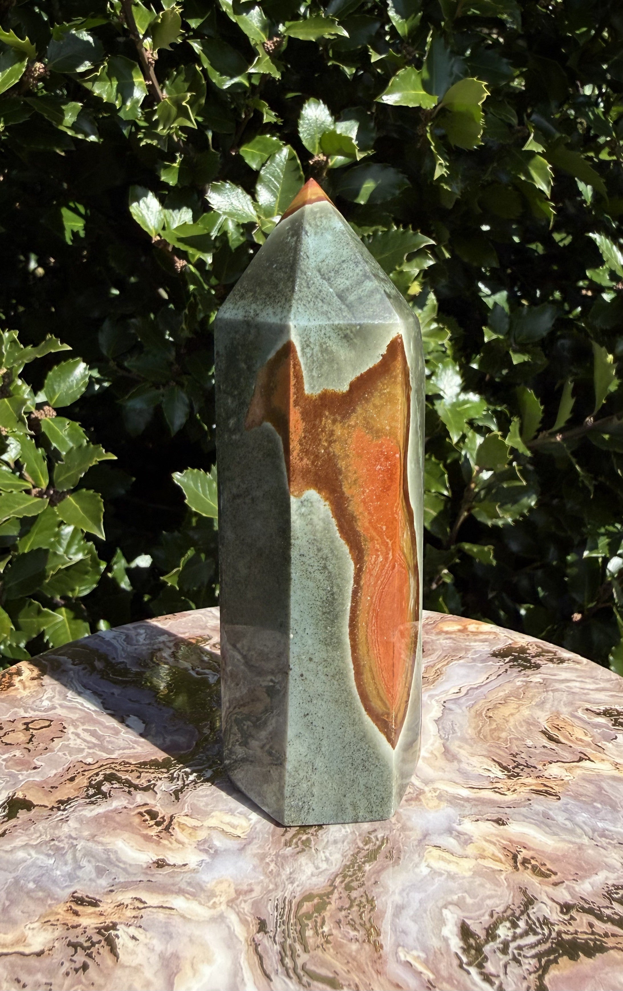 Polychrome jaspis tårn 12-14 cm 1