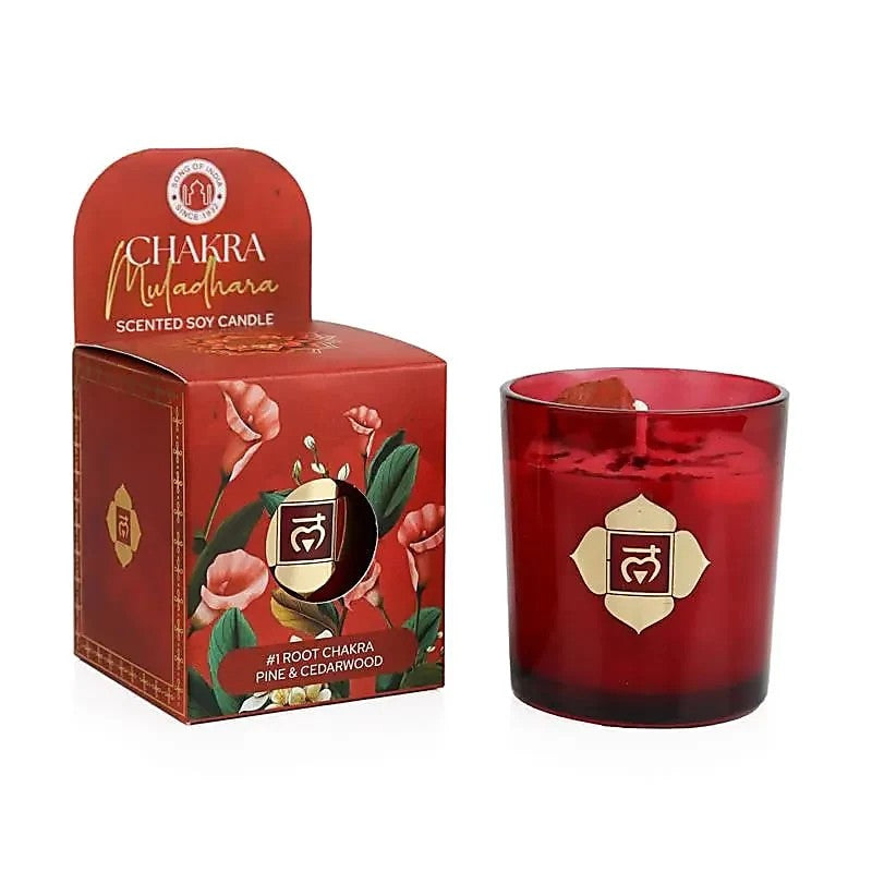 Muladhara Chakra Duftlys – Fyr & Cedertræ