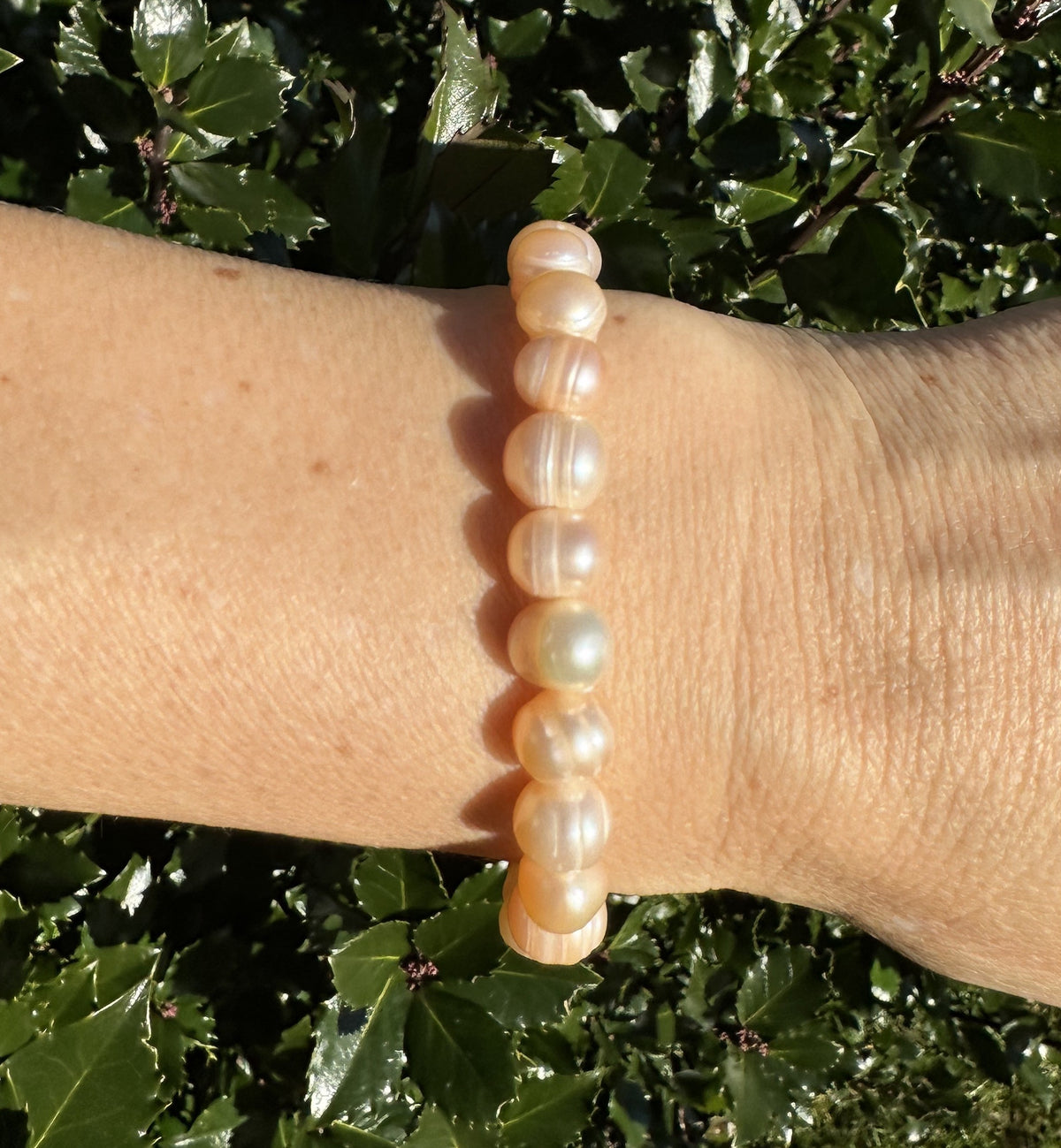 Rosa perle armbånd - 8 mm 1