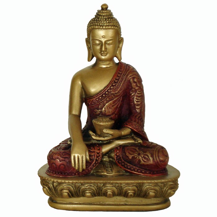 Sakyamuni Buddha guld/rød finish