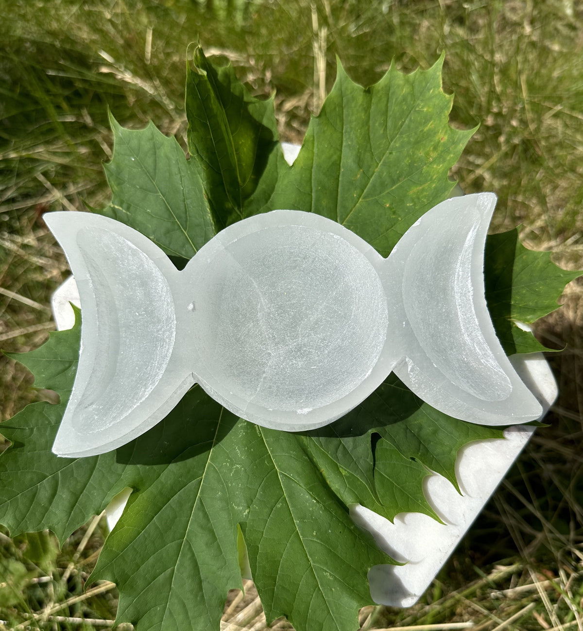 Selenit månefase skål 18 cm 2