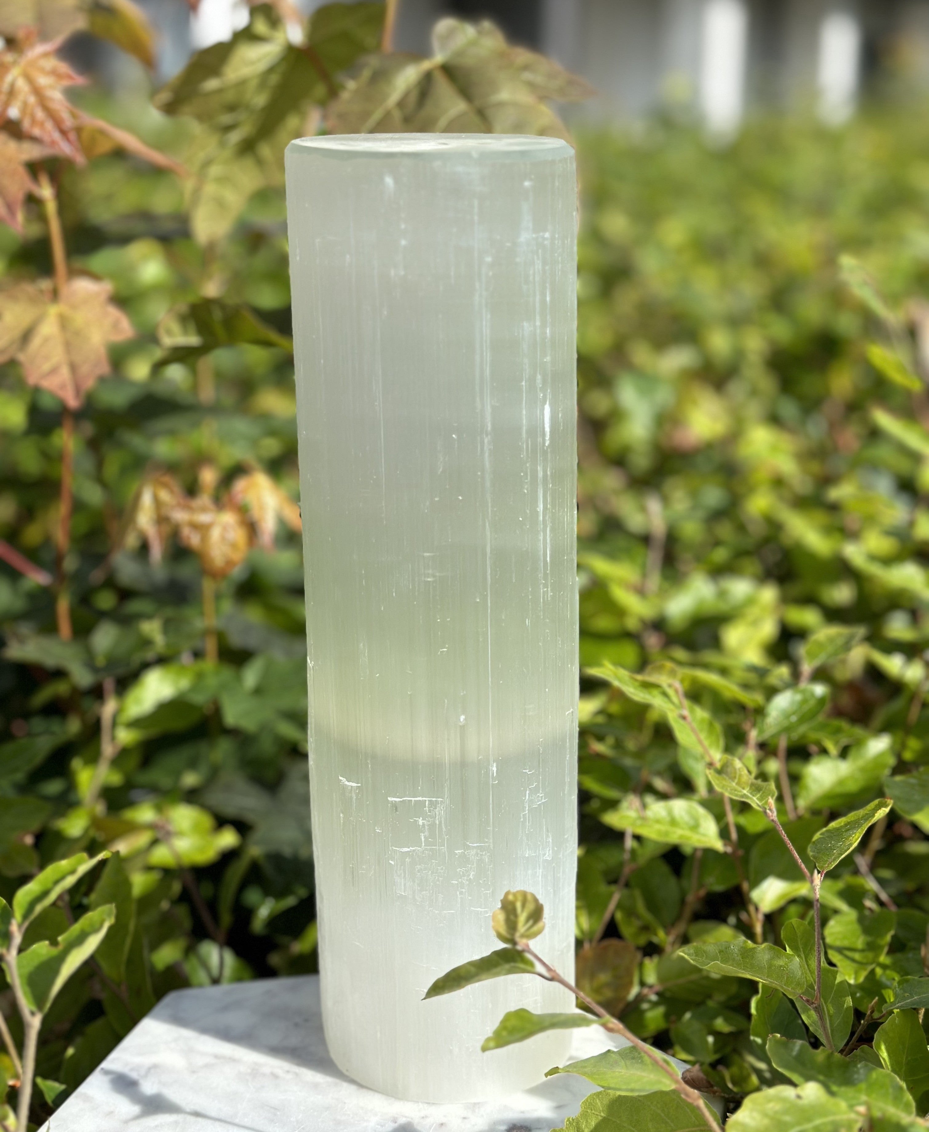 Selenit rund bordlampe 30 cm 2