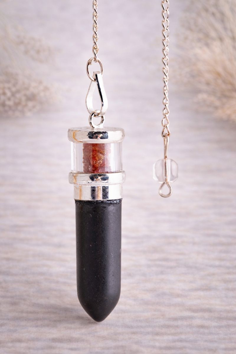 Shungit pendul m. turmalin