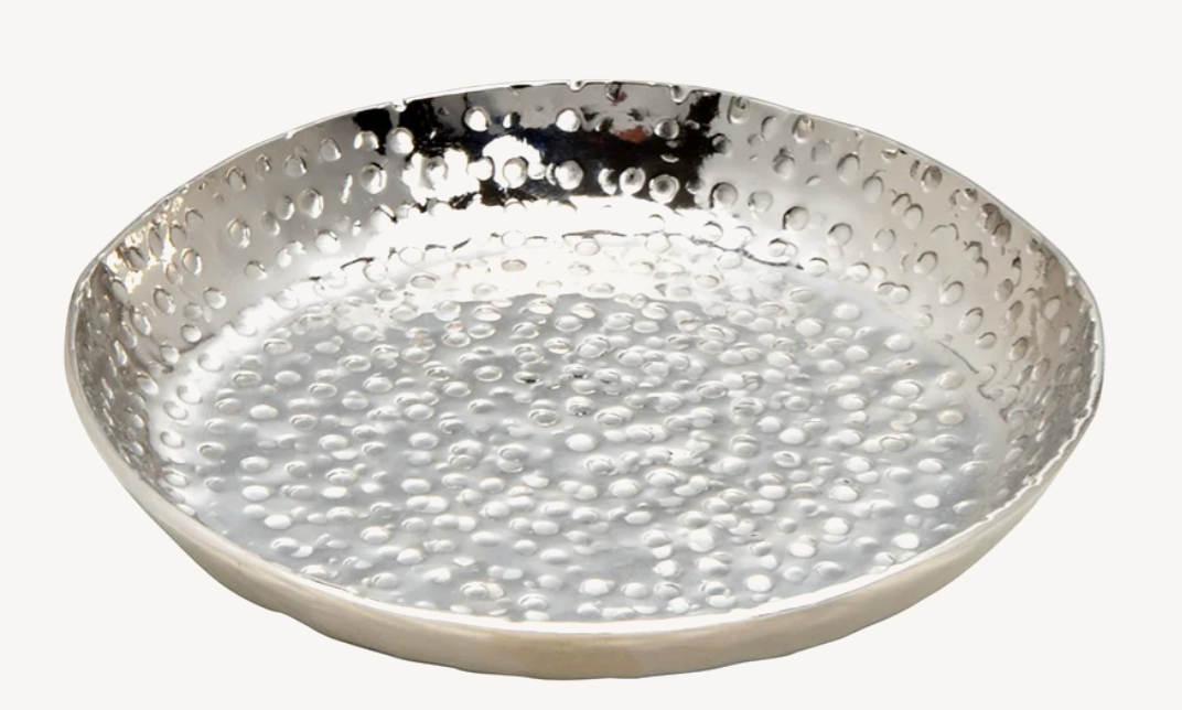 Sølvfarvet fad 13 cm