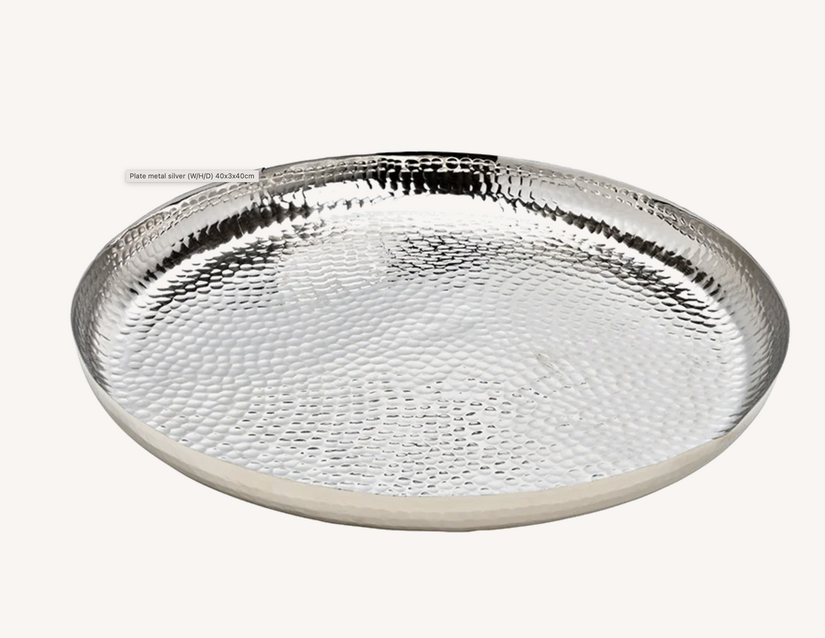 Sølvfarvet fad 40 cm