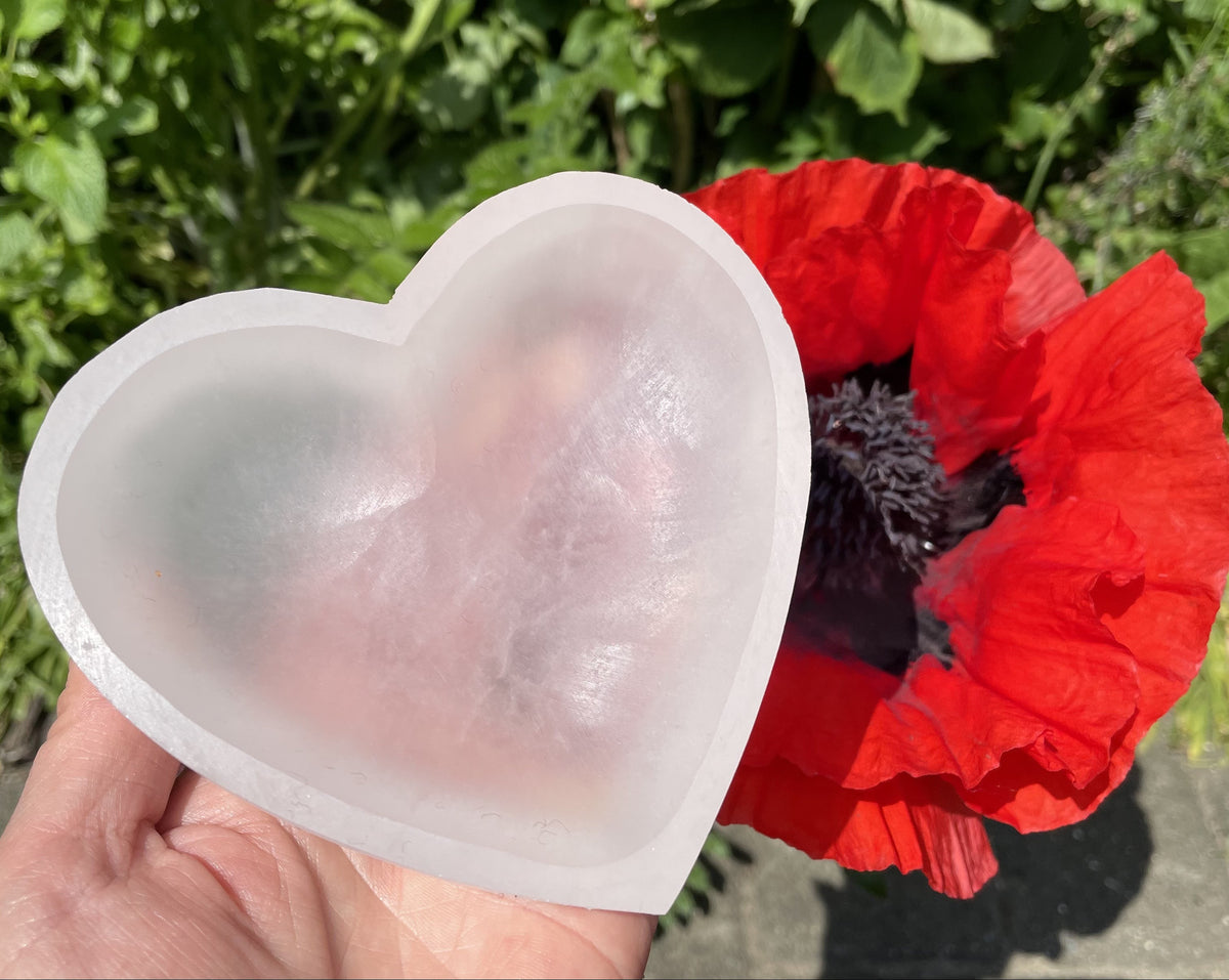 Stor Selenit hjerte skål  15 cm 1