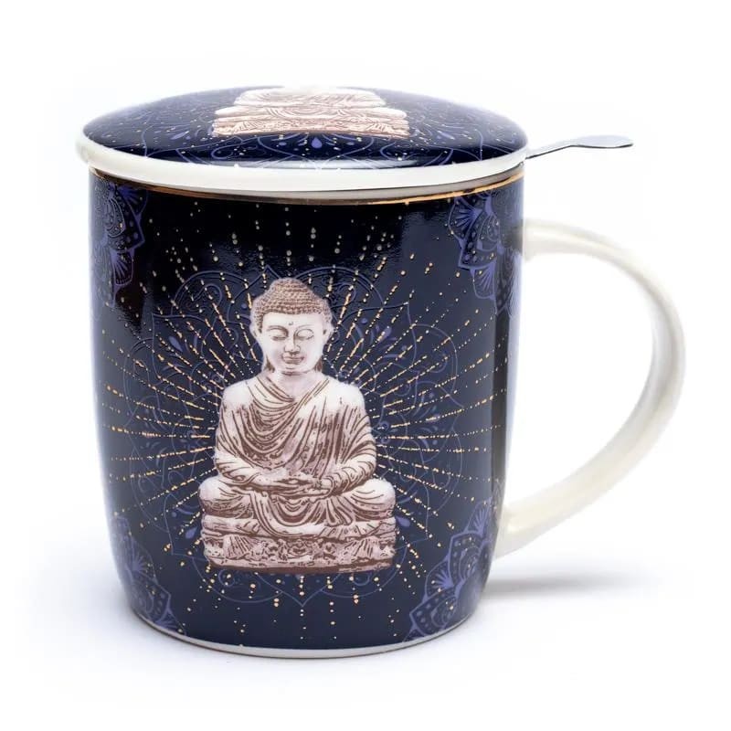 Te gaveæske m. krus, si og låg - Buddha 1