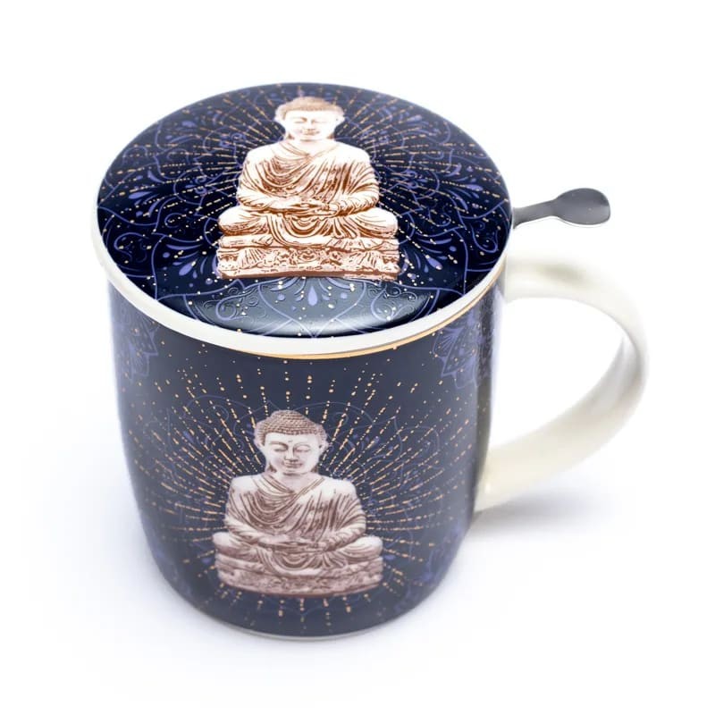 Te gaveæske m. krus, si og låg - Buddha 2