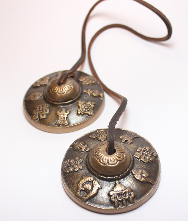 Tingsha meditations klokke 7 cm med 8 lykkebringende symboler