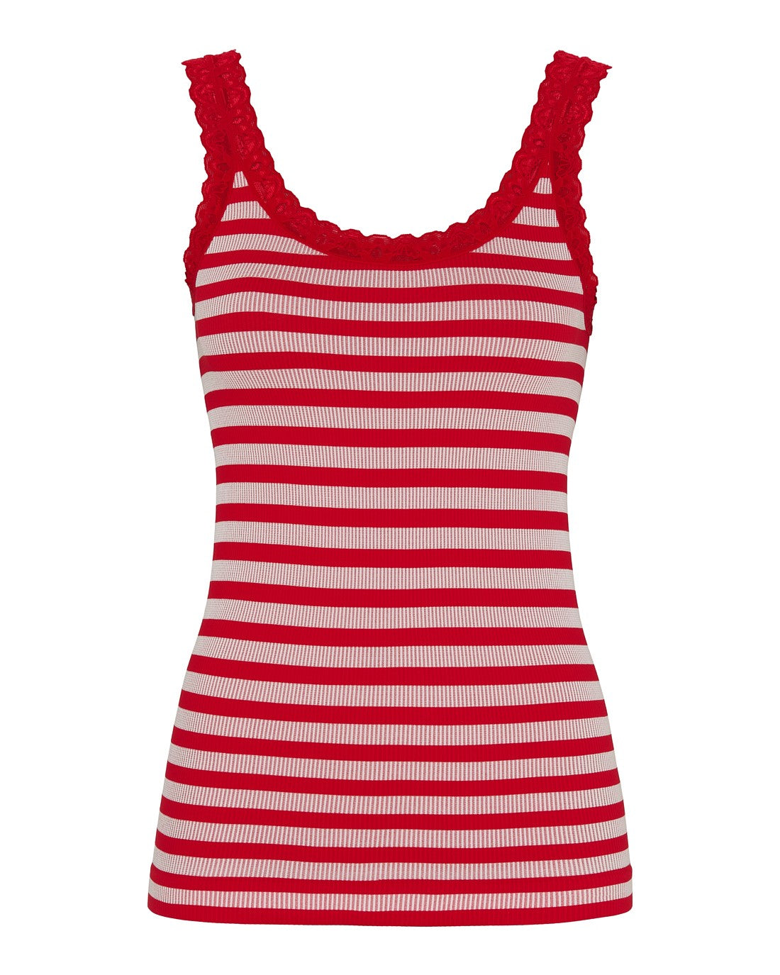 Top - ISA Stripe rib - Rød/Hvid