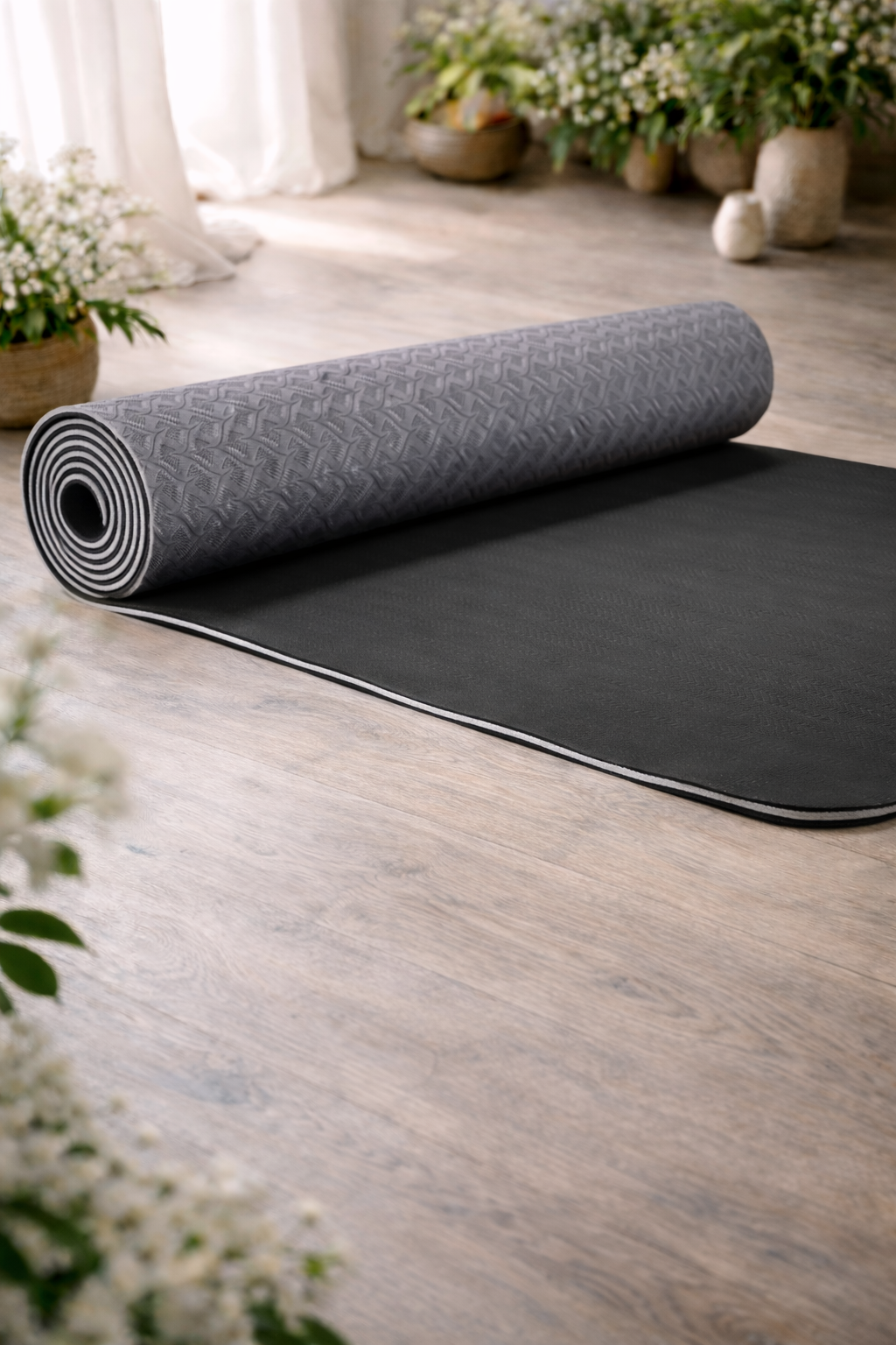Yogamåtte i grå/sort 1