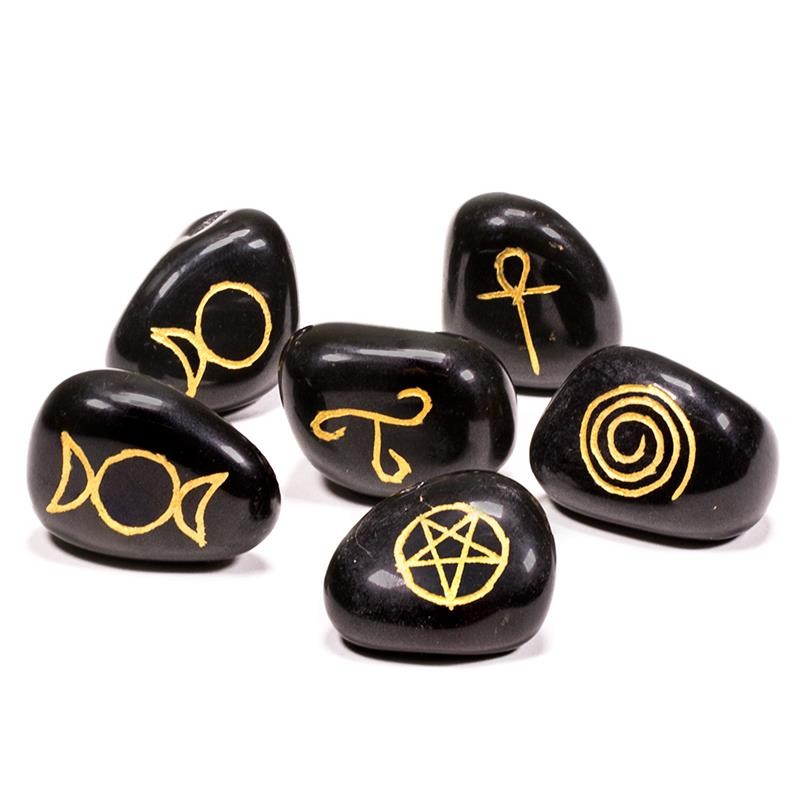Wicca sort agat symbol sæt 1